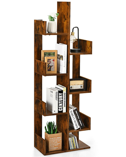Wooden Bookcase, Tree-Shaped Modern Display Bookshelf