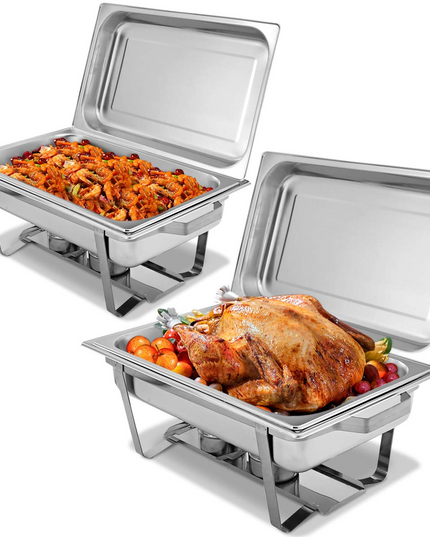 Giantex 2 Packs Chafing Dish 9 Quart Chafter Dishes Stainless Steel