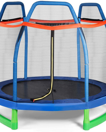 Giantex 7 Ft Kids Trampoline w/Safety Enclosure Net