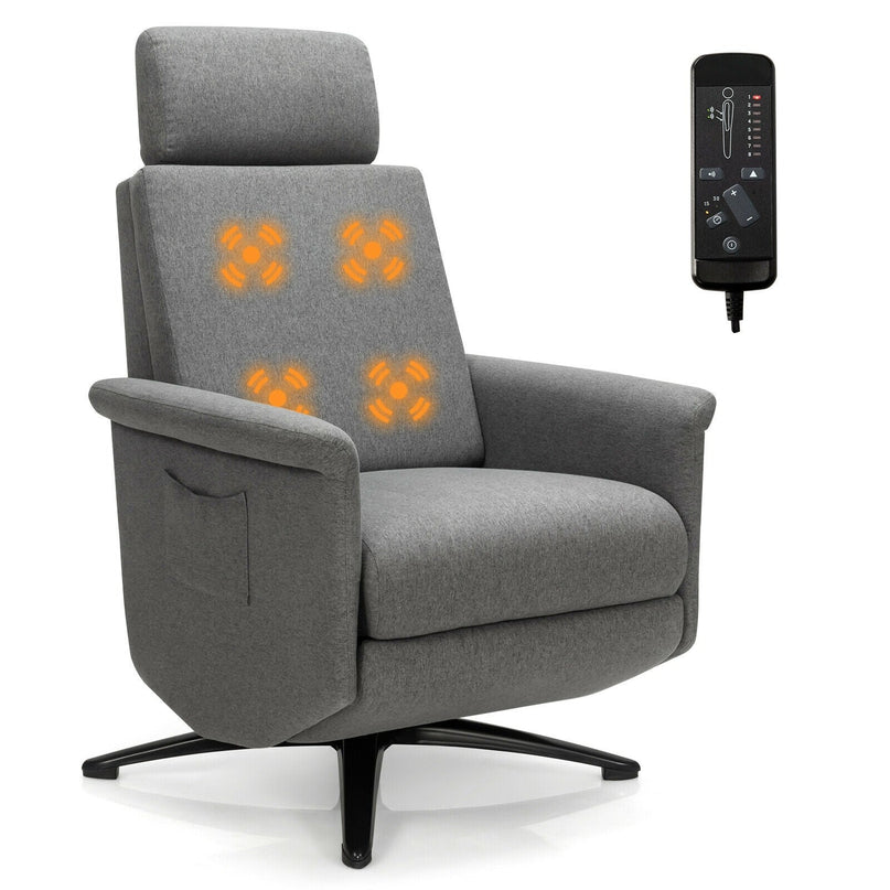 Recliner Chair with Vibration Massage, 360 Degree Swivel Reclining Sofa Chair, Adjustable Headrest & Footrest