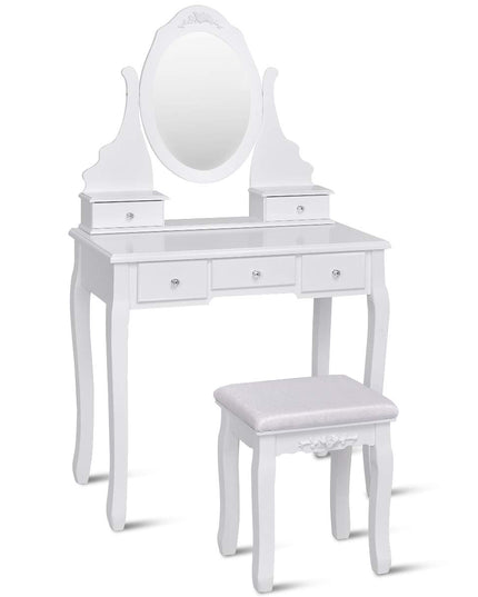 Giantex Makeup Dressing Table Large Storage with 5 Drawers