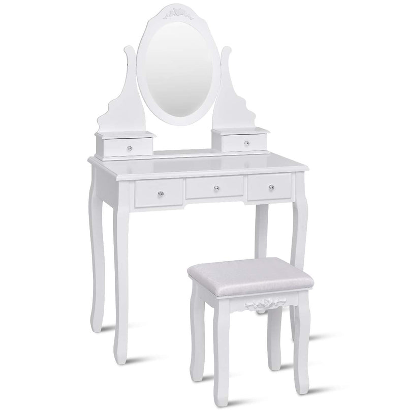 Giantex Makeup Dressing Table Large Storage with 5 Drawers