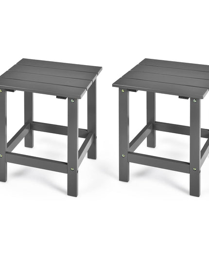 Outdoor Side Table, 15 Square Wood End Table with Slatted Design