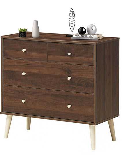 Giantex 4-Drawer Dresser, Free-Standing Chest Wood Legs and Sliding Rail