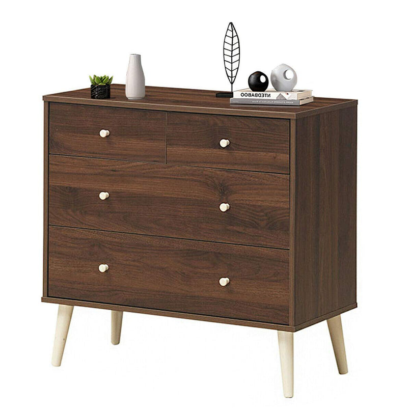 Giantex 4-Drawer Dresser, Free-Standing Chest Wood Legs and Sliding Rail