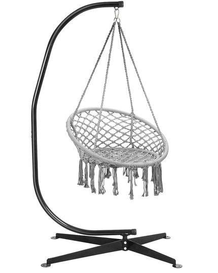 Giantex Hammock Chair with Stand, Solid Steel Heavy Duty C Stand with Macrame Hanging Chair