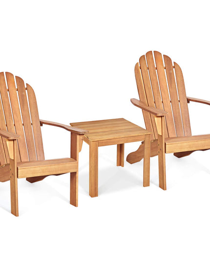 Giantex Adirondack Chairs and Table Set 3PCS Wooden W/Two Lounger Chairs and One Side Table for Yard, Patio, Garden, Poolside and Balcony
