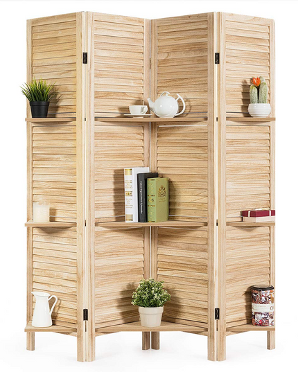 Giantex 4 Panel 5.6 Ft Tall Wood Room Divider