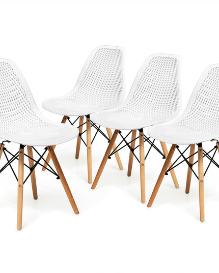 Giantex Set of 2 or 4 Modern Dining Chairs, Shell PP Lounge Side Chairs w/ Mesh Design - Giantexus