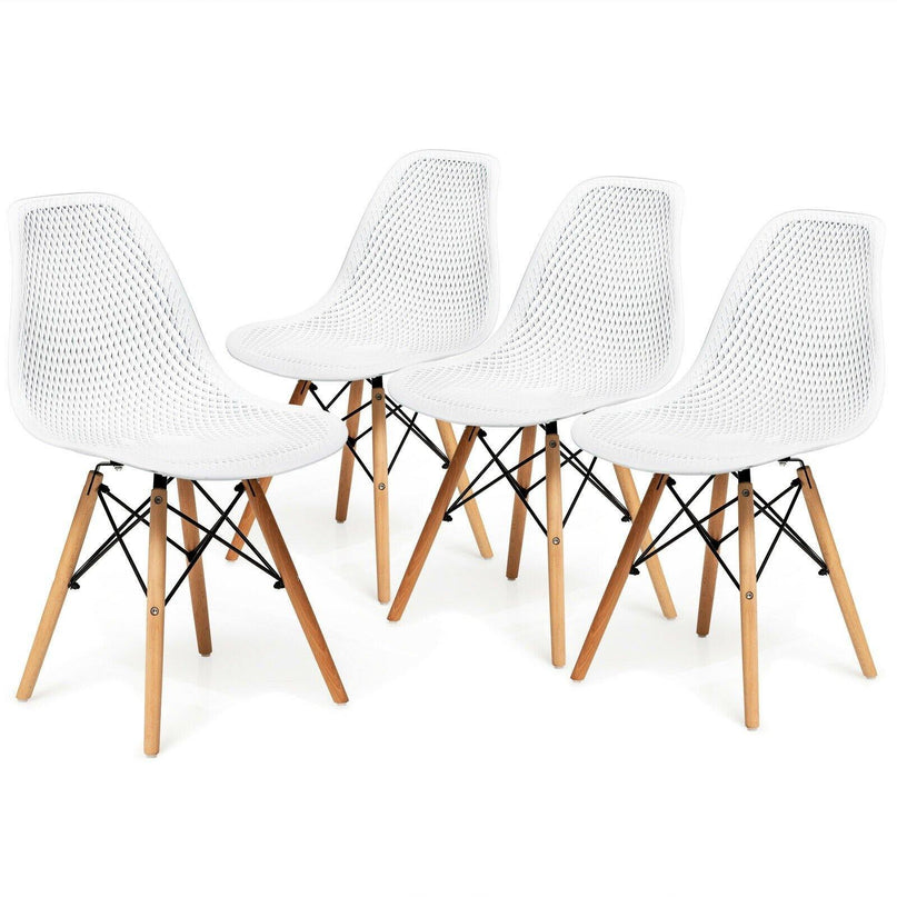 Giantex Set of 2 or 4 Modern Dining Chairs, Shell PP Lounge Side Chairs w/ Mesh Design - Giantexus