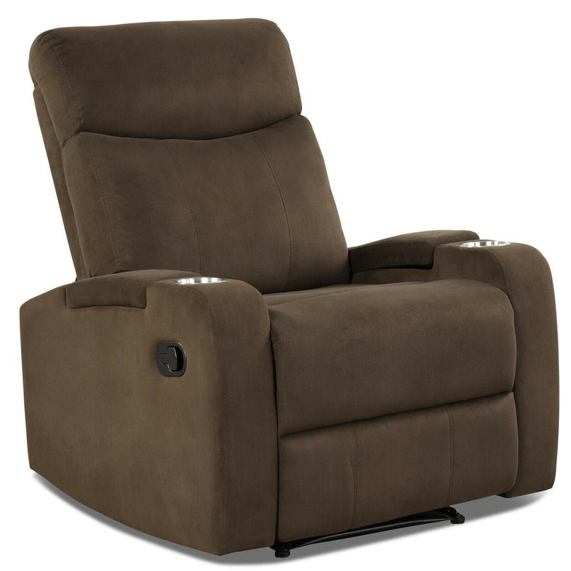Recliner Chair with Cup Holders, Fabric Reclining Chair Manual Recliner Chair