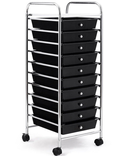 10 Drawer Rolling Storage Cart Scrapbook Paper Office School Organizer - Giantexus