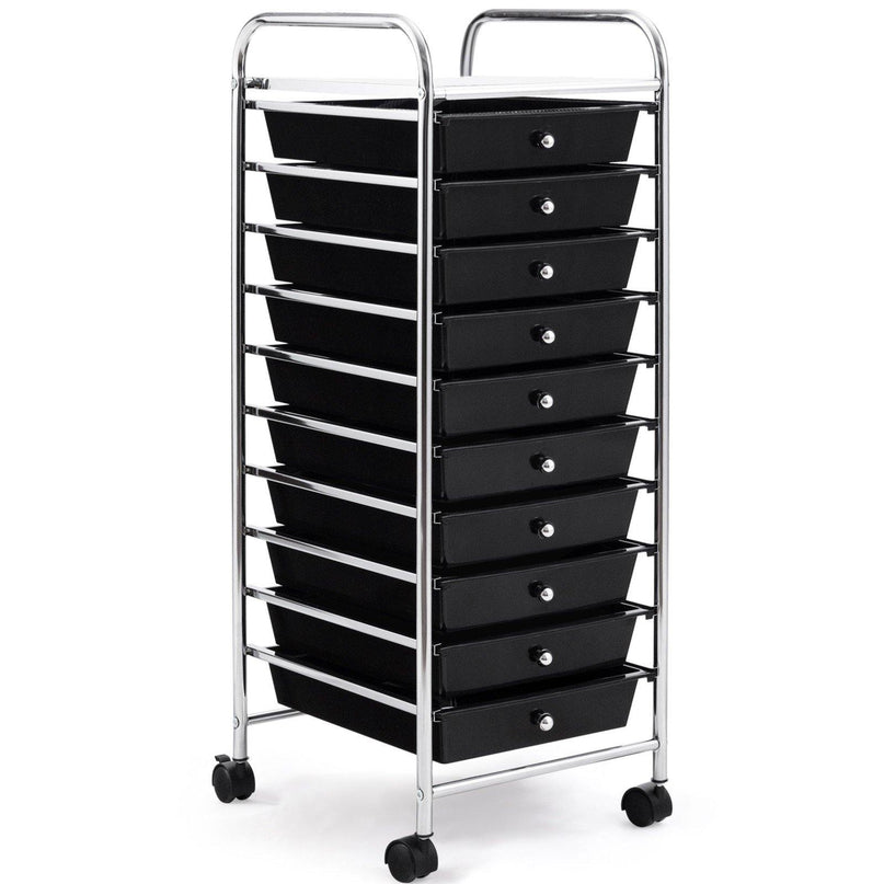 10 Drawer Rolling Storage Cart Scrapbook Paper Office School Organizer - Giantexus