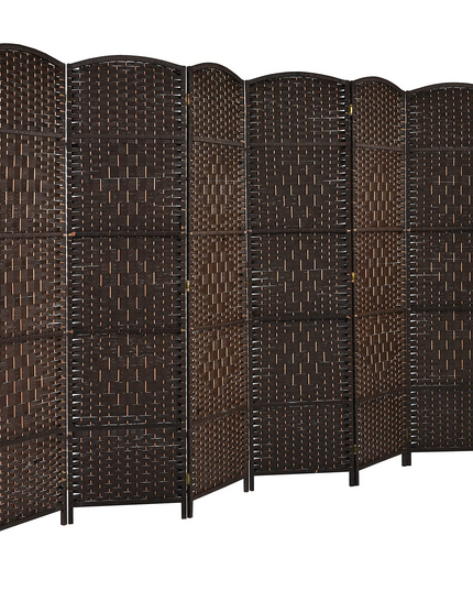 Giantex 6 Panel 6 Ft Tall Room Divider, Freestanding Wood Partition Room Dividers (Black/Brown) - Giantexus