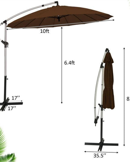 10FT Patio Offset Umbrella, Cantilever Outdoor Umbrella with Easy Tilt Adjustment - Giantexus