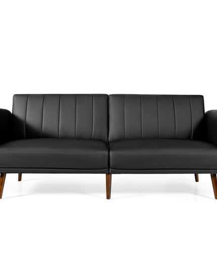 Giantex 3 Seat Sofa Bed, Convertible Futon Sofa,  Adjustable Backrest, Foldable Couch Sleeper with Armrest (Black)