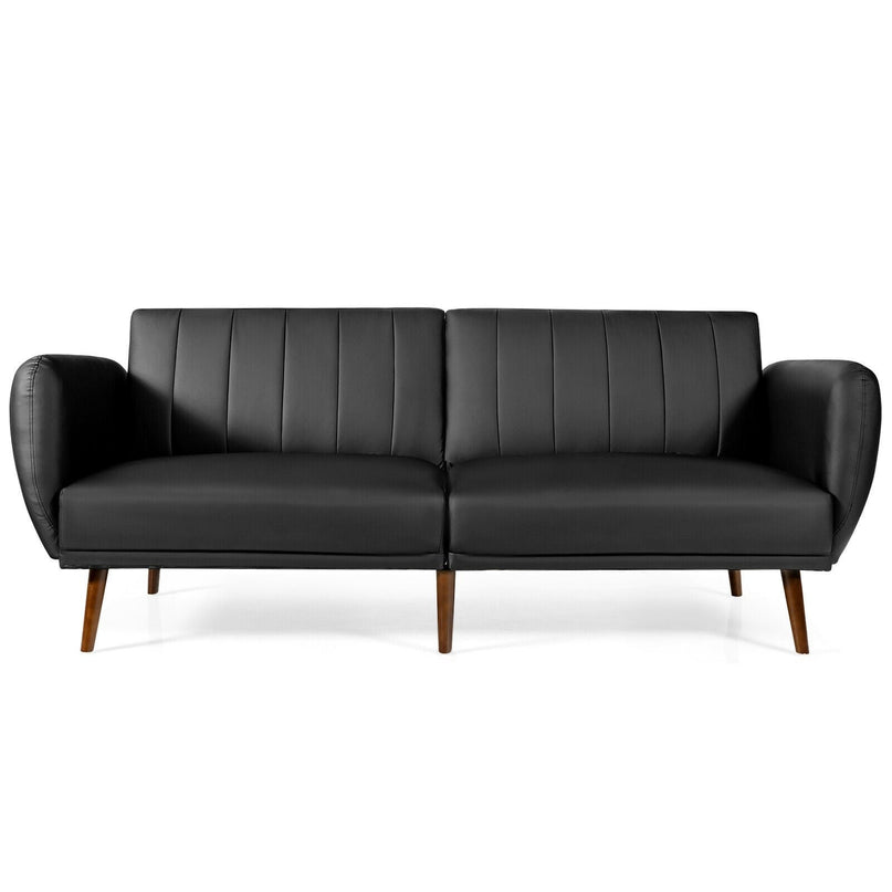 Giantex 3 Seat Sofa Bed, Convertible Futon Sofa,  Adjustable Backrest, Foldable Couch Sleeper with Armrest (Black)