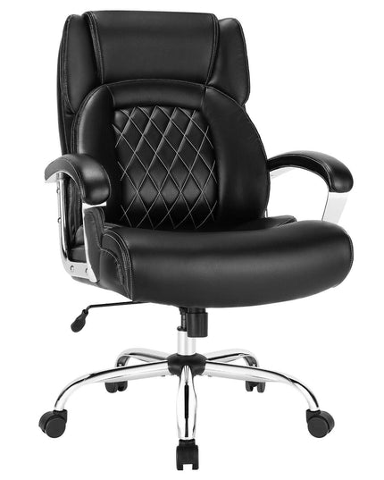 500LBS Leather Office Chair, Height Adjustable Big and Tall Executive Chair - Giantexus
