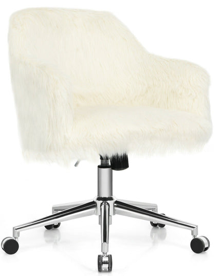 Fluffy Faux Fur Vanity Chair - Giantex