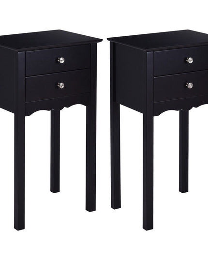 Giantex End Table w/ 2 Drawers Side Table Nightstand Multi-Purpose Accent Table Living Room Bedroom Home Furniture