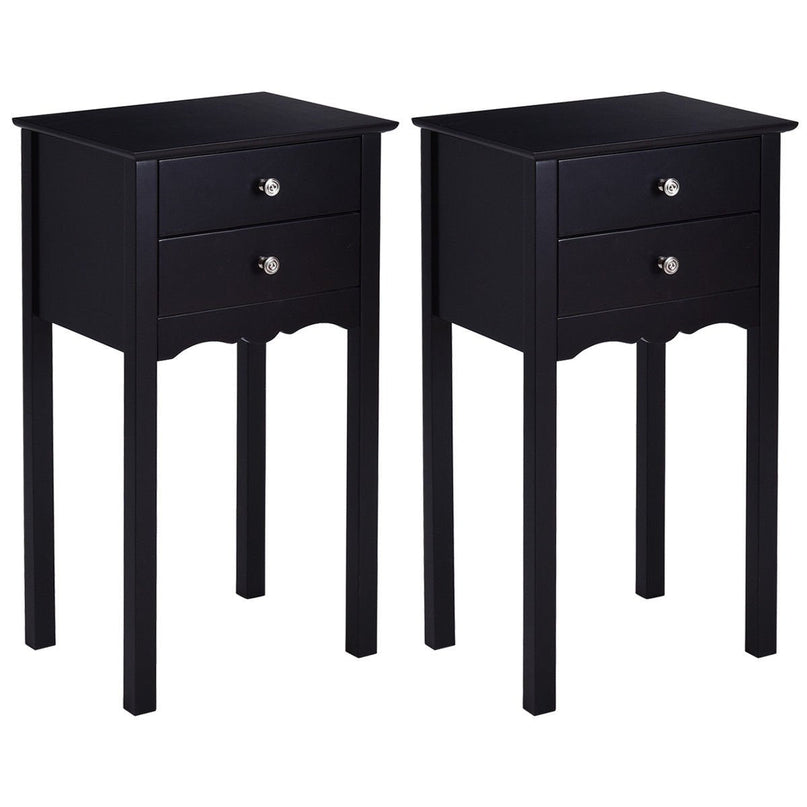 Giantex End Table w/ 2 Drawers Side Table Nightstand Multi-Purpose Accent Table Living Room Bedroom Home Furniture