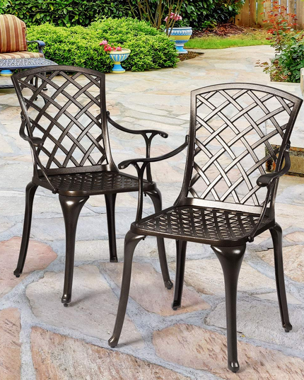 Giantex Aluminum Arm Dining Chairs Set of 2