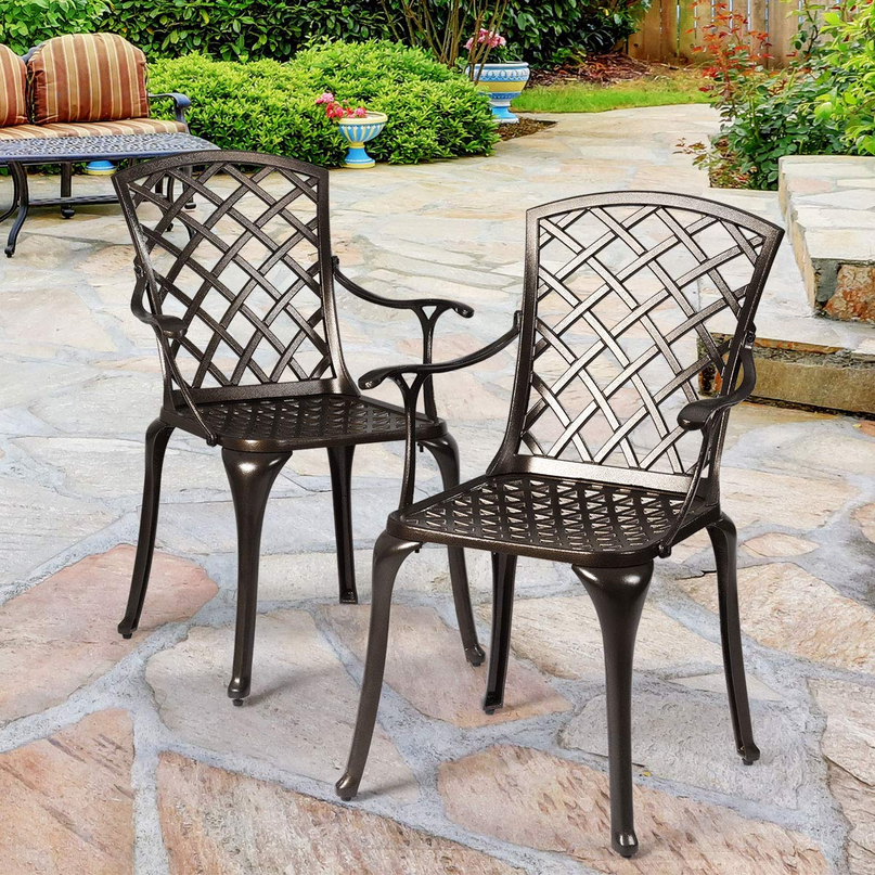 Giantex Aluminum Arm Dining Chairs Set of 2