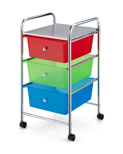 Giantex Rolling Cart with Drawers, Craft Organizer with Wheels, 3 Drawer Storage Container Bins