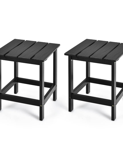 Outdoor Side Table, 15 Square Wood End Table with Slatted Design
