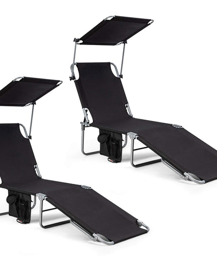 Giantex Lounge Chaise Chair Position and Shade Adjustable W/Canopy and Storage Pocket