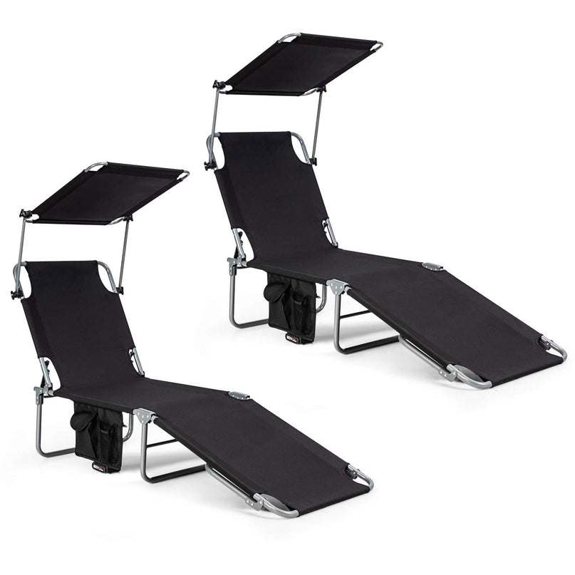 Giantex Lounge Chaise Chair Position and Shade Adjustable W/Canopy and Storage Pocket