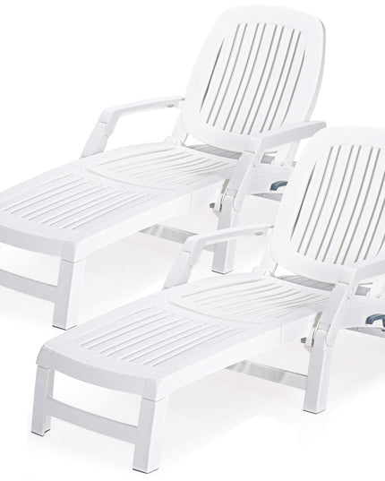 Chaise Lounge Outdoor,Foldable Sun Lounger with Wheels