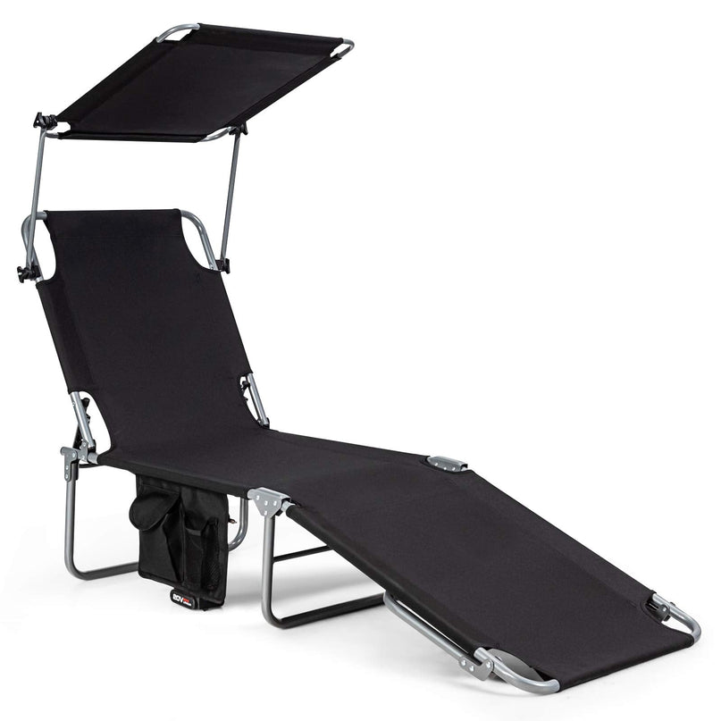Giantex Lounge Chaise Chair Position and Shade Adjustable W/Canopy and Storage Pocket