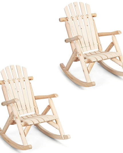 Log Rocking Chair Wood Porch & Patio Rocker for Deck Balcony