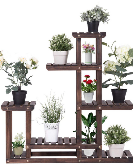 Giantex 6 Tiers Wooden Plant Stand, 10 Pots Flower Display Rack