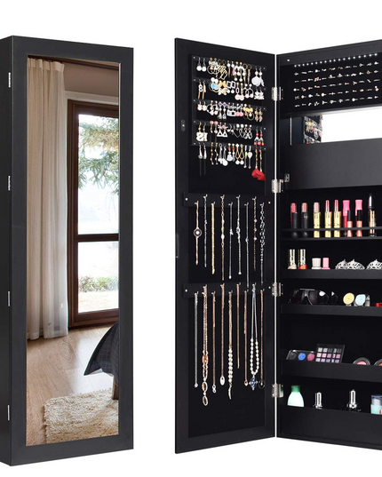 Giantex | 15 LEDs Wall Door Mounted Jewelry Armoire with Mirror