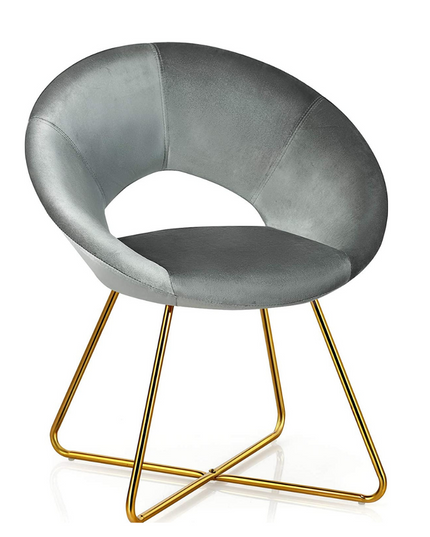 Modern Velvet Accent Chair, Comfy Cute Upholstered Vanity Desk Chair - Giantexus