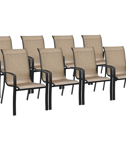 Giantex Metal Camping Chairs with High Backrest Armrest for Porch Deck Pool Beach Yard