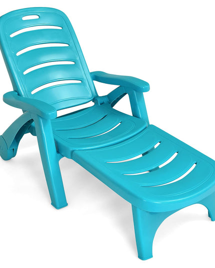 Patio Chaise Lounge Recliner on Wheels - Giantex