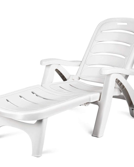 Patio Chaise Lounge Recliner on Wheels - Giantex