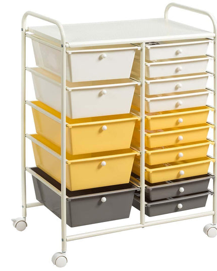 15-Drawer Organizer Cart Office School Rolling Storage Cart - Giantex