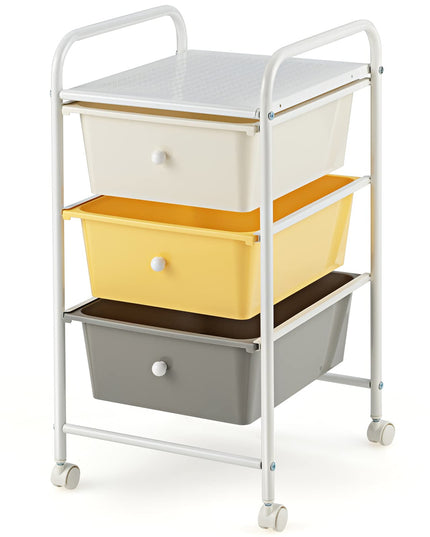 Giantex Rolling Cart with Drawers, Craft Organizer with Wheels, 3 Drawer Storage Container Bins