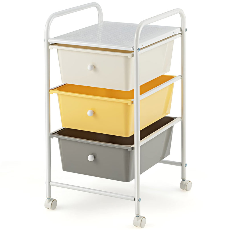 Giantex Rolling Cart with Drawers, Craft Organizer with Wheels, 3 Drawer Storage Container Bins