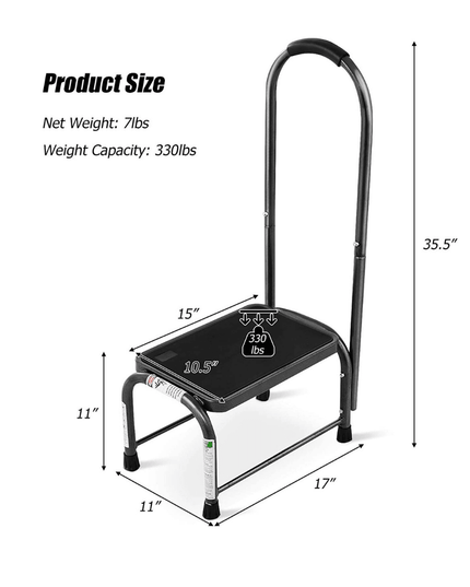 Step Stool with Handle, Medical Step Stool w/ Handle and Non Skid Rubber Platform - Giantexus