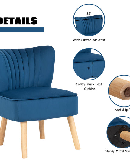 Velvet Accent Chair with Ottoman for Living Reading Room Bedroom - Giantexus