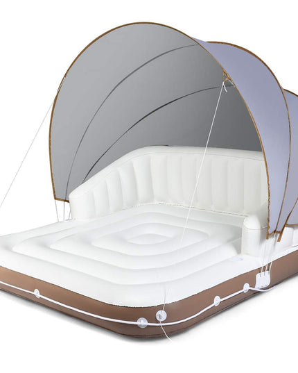 Giantex Canopy Island Inflatable Lounge, Floating Island Raft w/ High Backrest Armrest
