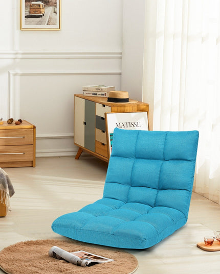 Adjustable Floor Gaming Sofa Chair 14-Position Cushioned Folding - Giantexus