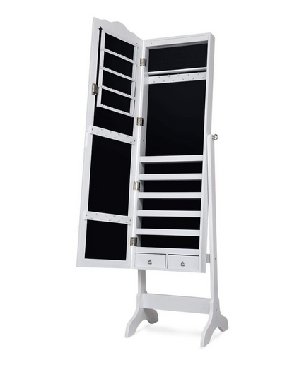 Giantex | 14 LEDs LEDs Jewelry Armoire Cabinet with Full-length Mirror