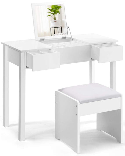 Giantex Makeup Dressing Table Writing Desk with 2 Drawers & 3 Removable Organizers