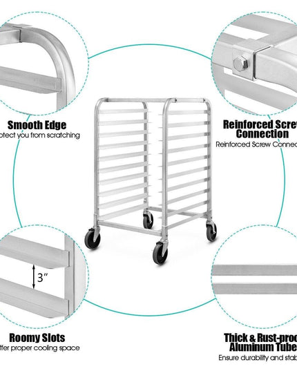10 Tier Aluminum Bakery Rack Home Commercial Kitchen Bun Pan - Giantexus